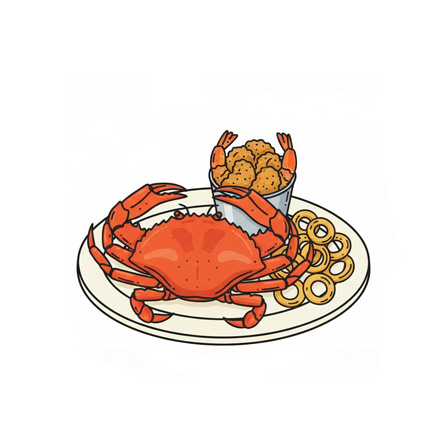 Crab Burger w/ Fries & Drink